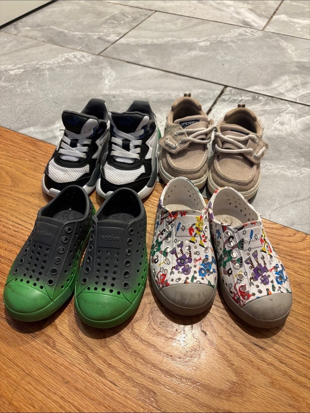 Bundle of Native, Sperry, Puma toddler Shoes